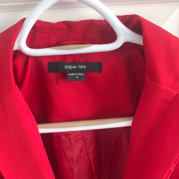 Paper tee red blazer with shoulder pads - Picture 2 of 4